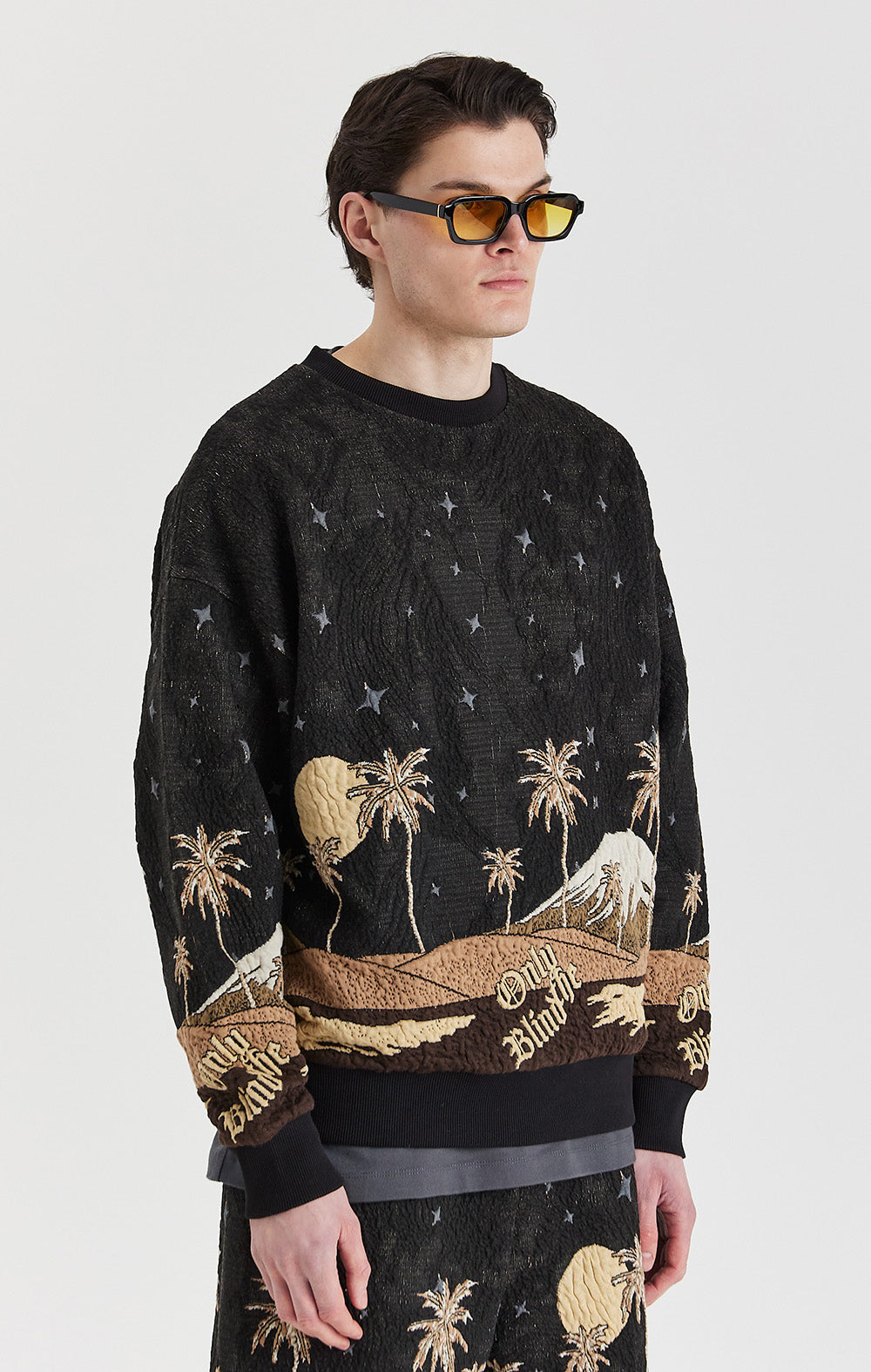 Sepia Mountain Jacquard Sweatshirt - ONLY THE BLIND™