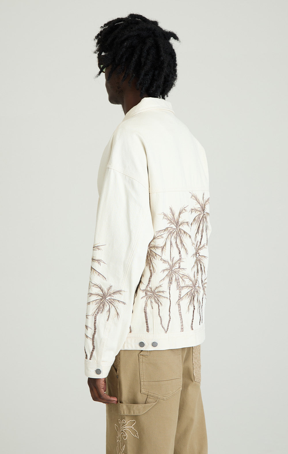Beige Palm Denim Jacket