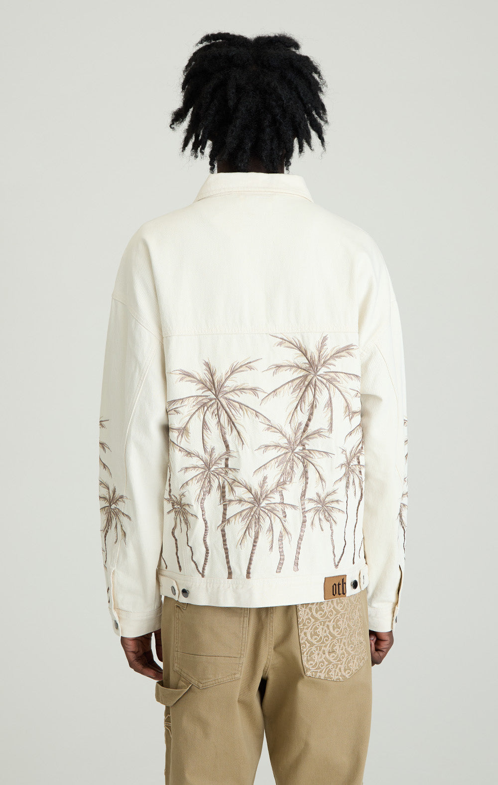 Beige Palm Denim Jacket