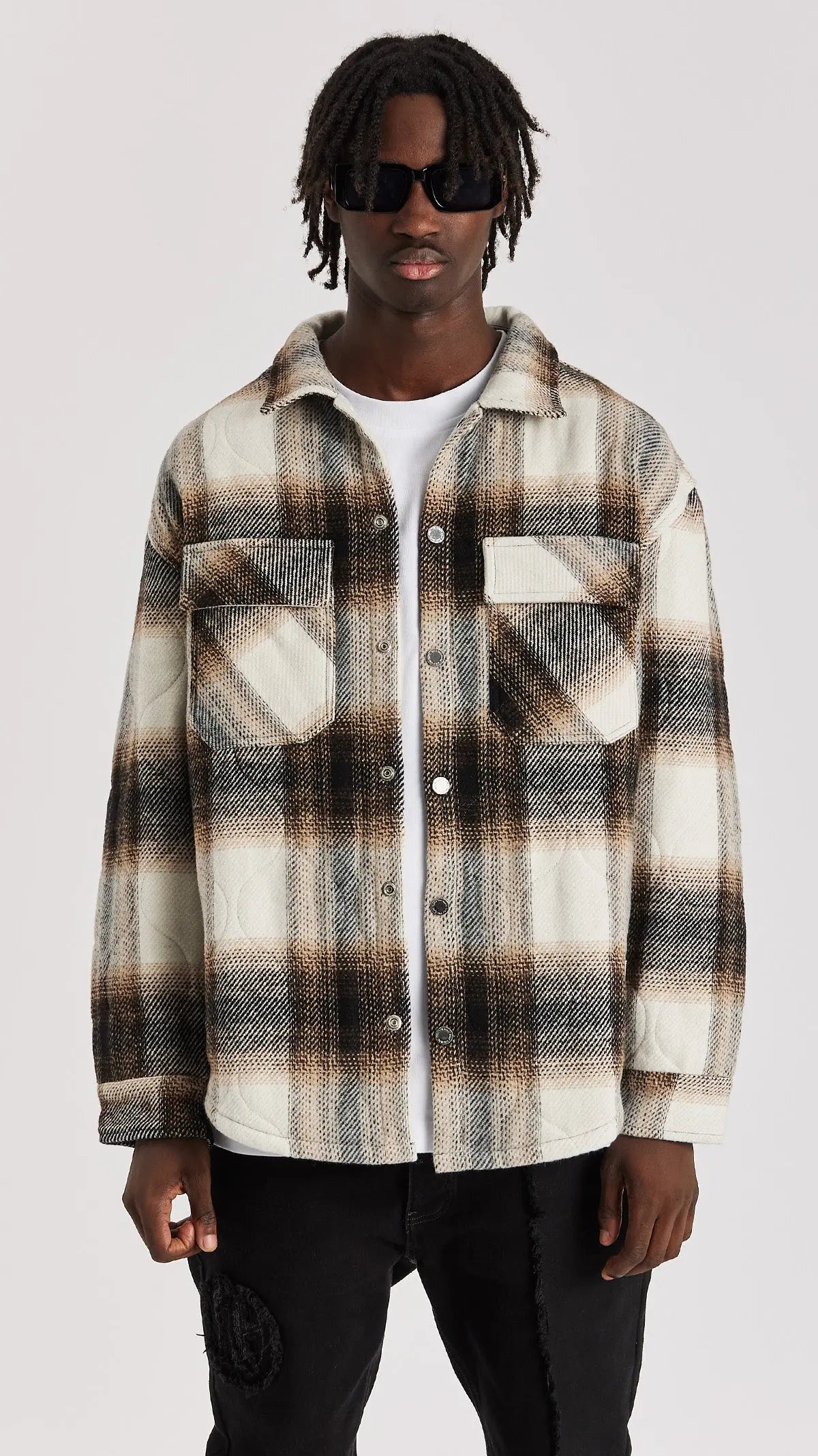 Taupe Quilted Flannel Shirt - ONLY THE BLIND™