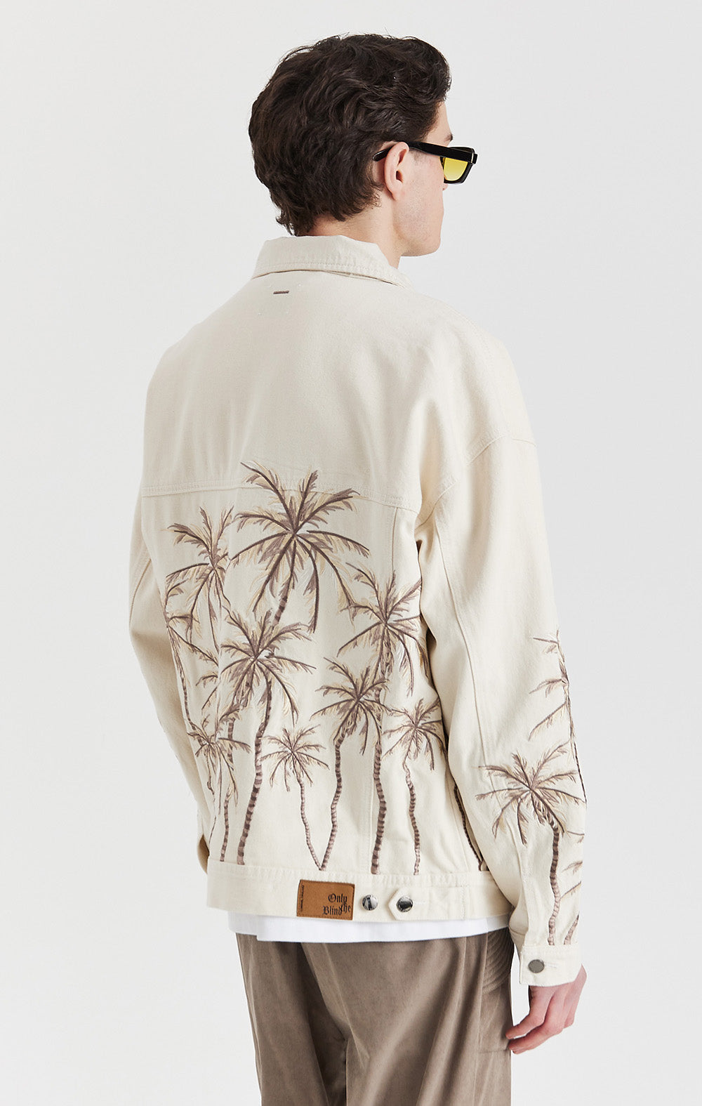 Beige Palm Denim Jacket - ONLY THE BLIND™
