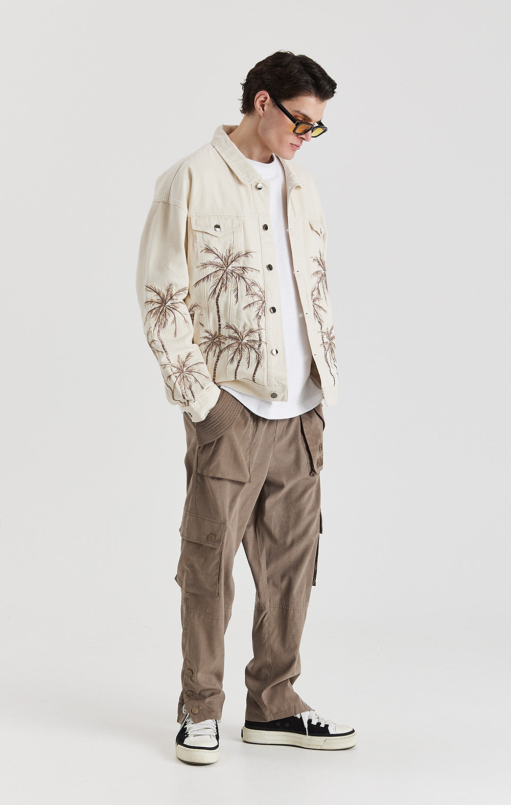 Beige Palm Denim Jacket - ONLY THE BLIND™