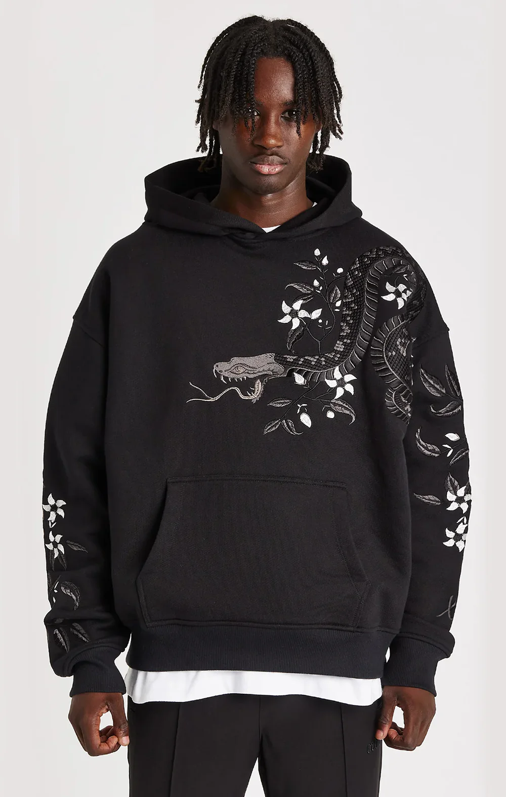 NIGHT PYTHON EMBROIDERED HOODIE 'X'