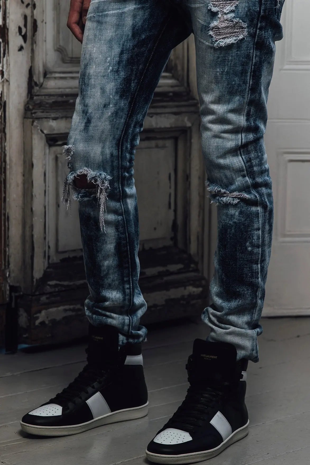 Selvedge Denim Ice Blue Heavy Bleached ONLY THE BLIND