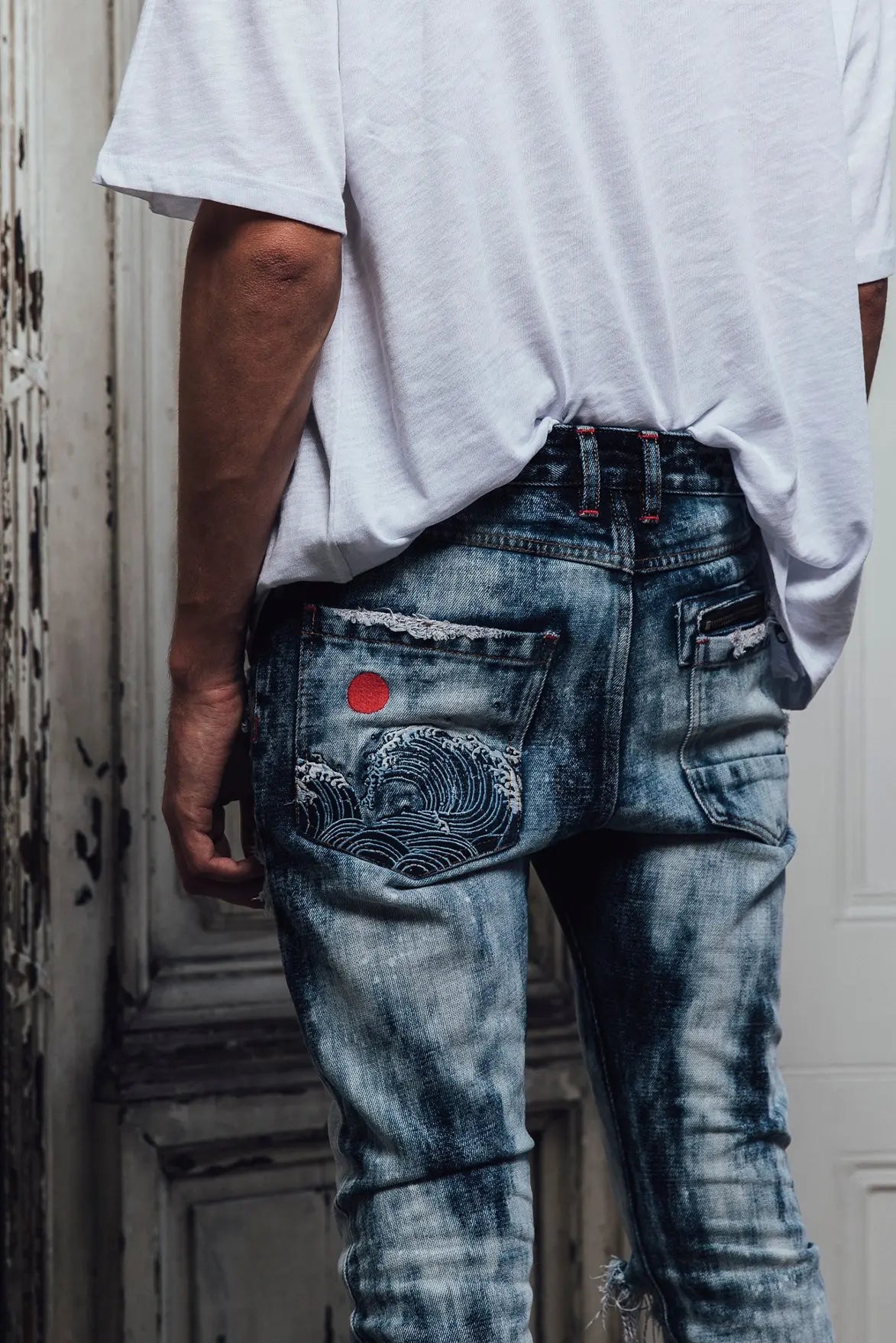 Selvedge Denim Ice Blue Heavy Bleached ONLY THE BLIND