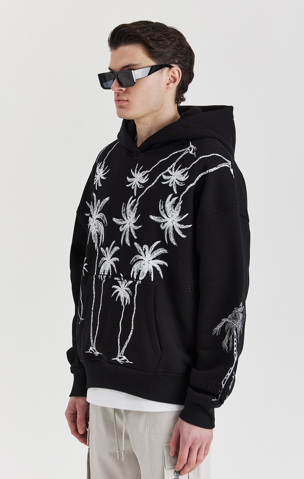 Black Mono Palm Hoodie