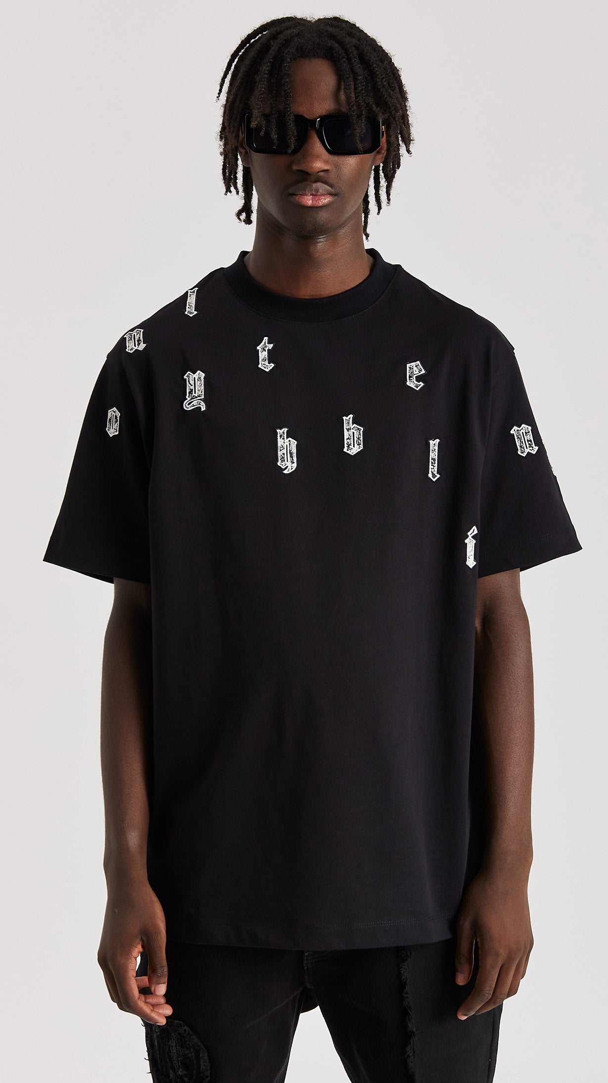 Black Tapestry Appliqué T-shirt - ONLY THE BLIND™