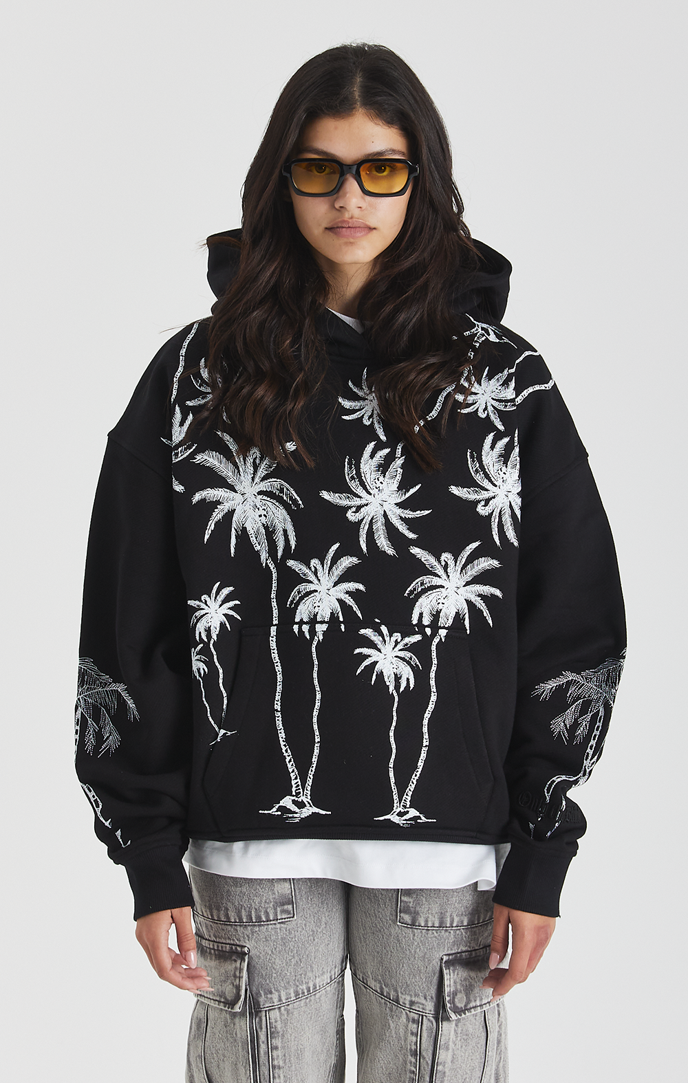 Black Mono Palm Hoodie