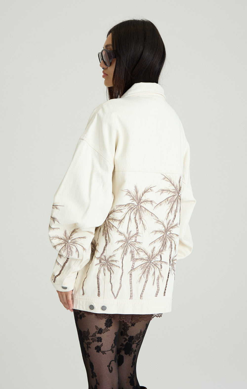 Beige Palm Denim Jacket