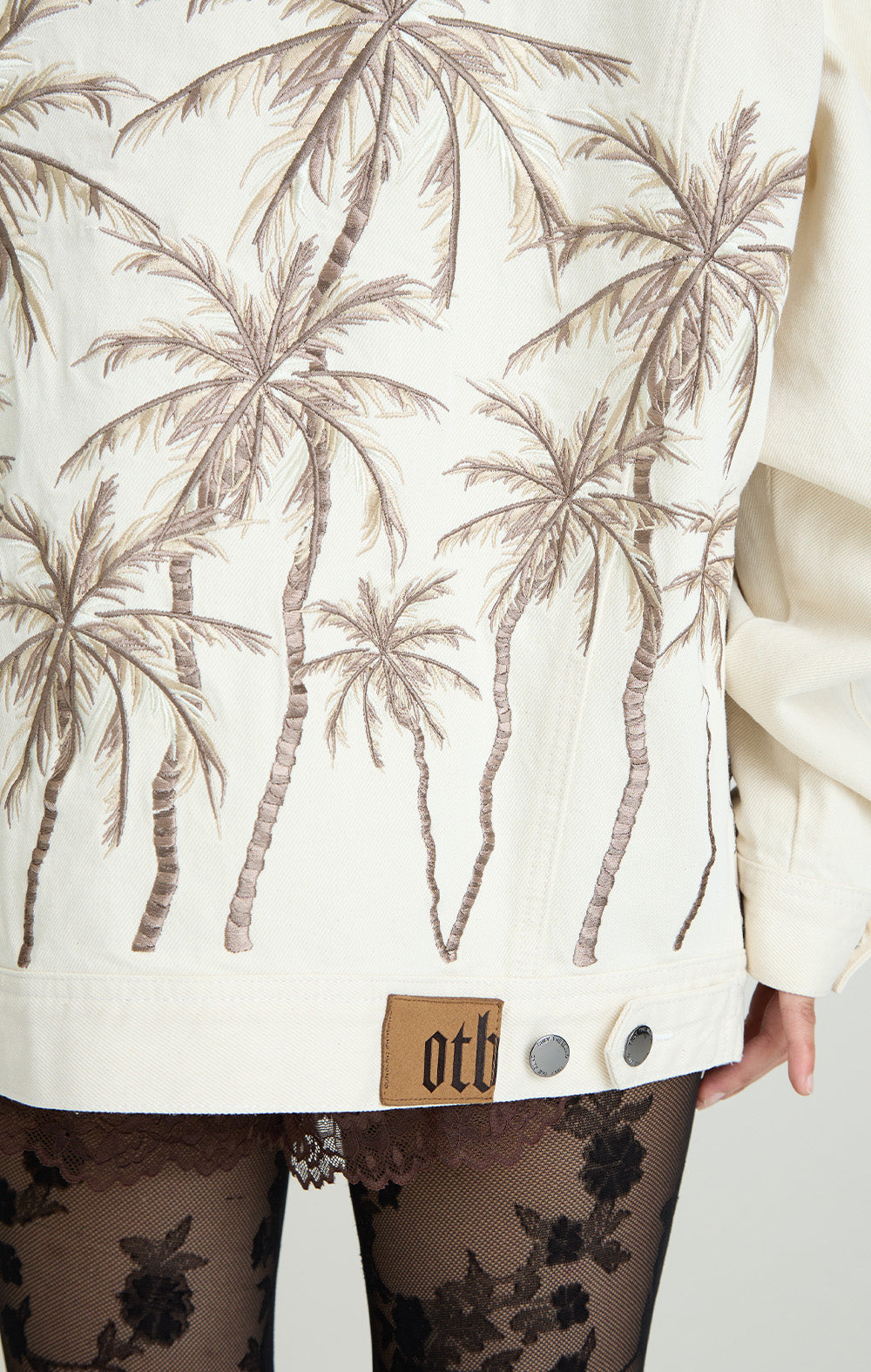 Beige Palm Denim Jacket
