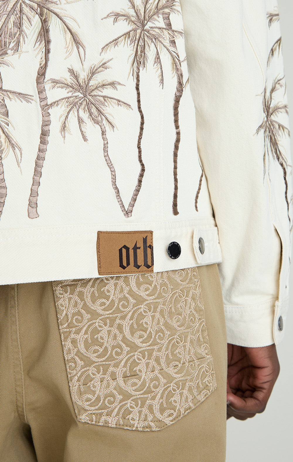 Beige Palm Denim Jacket