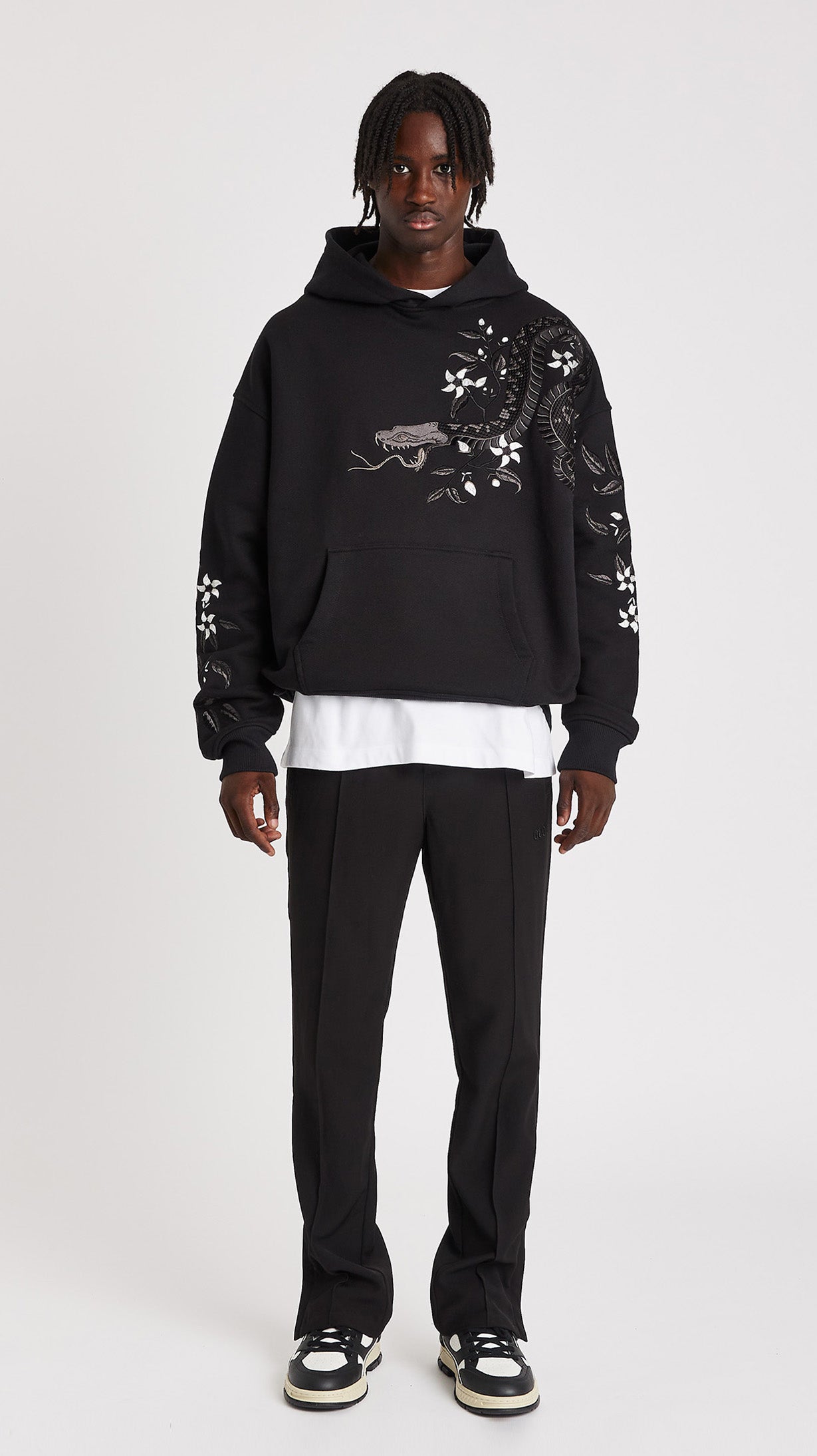 Night Python Embroidered Hoodie