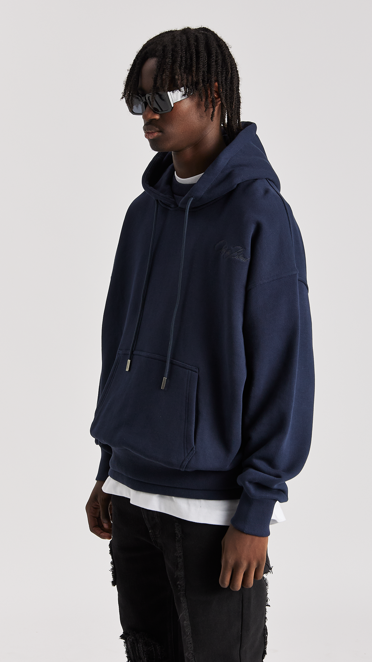 Navy Waters Twin Rib Hoodie - ONLY THE BLIND™