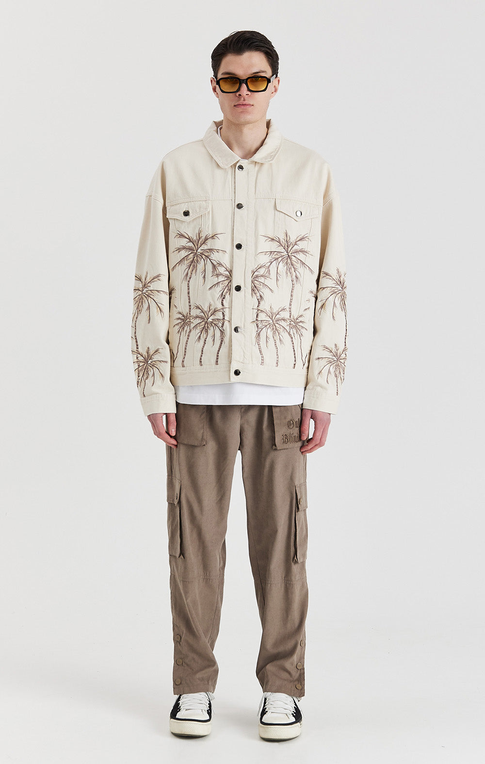 Beige Palm Denim Jacket - ONLY THE BLIND™