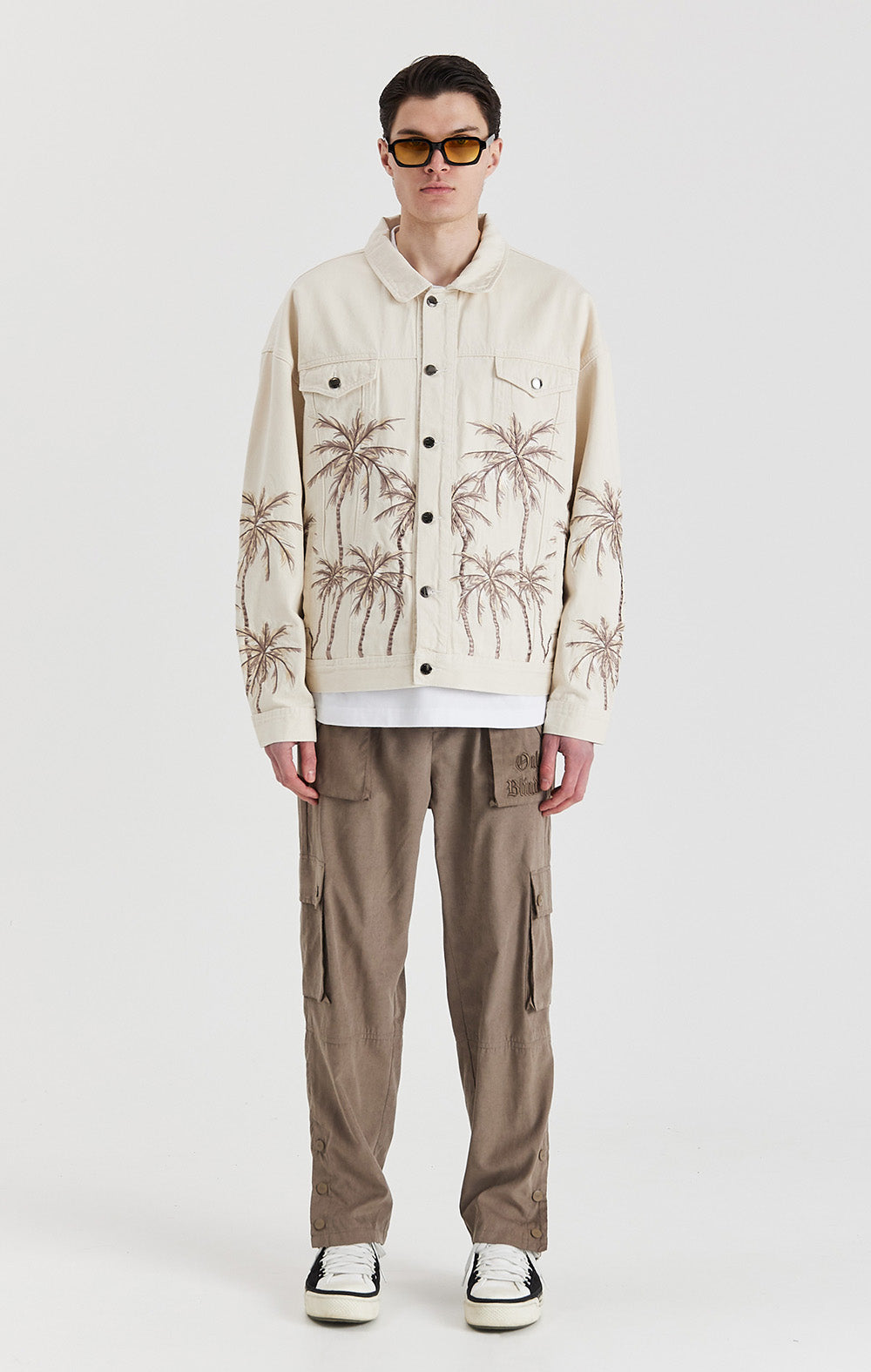 Beige Palm Denim Jacket