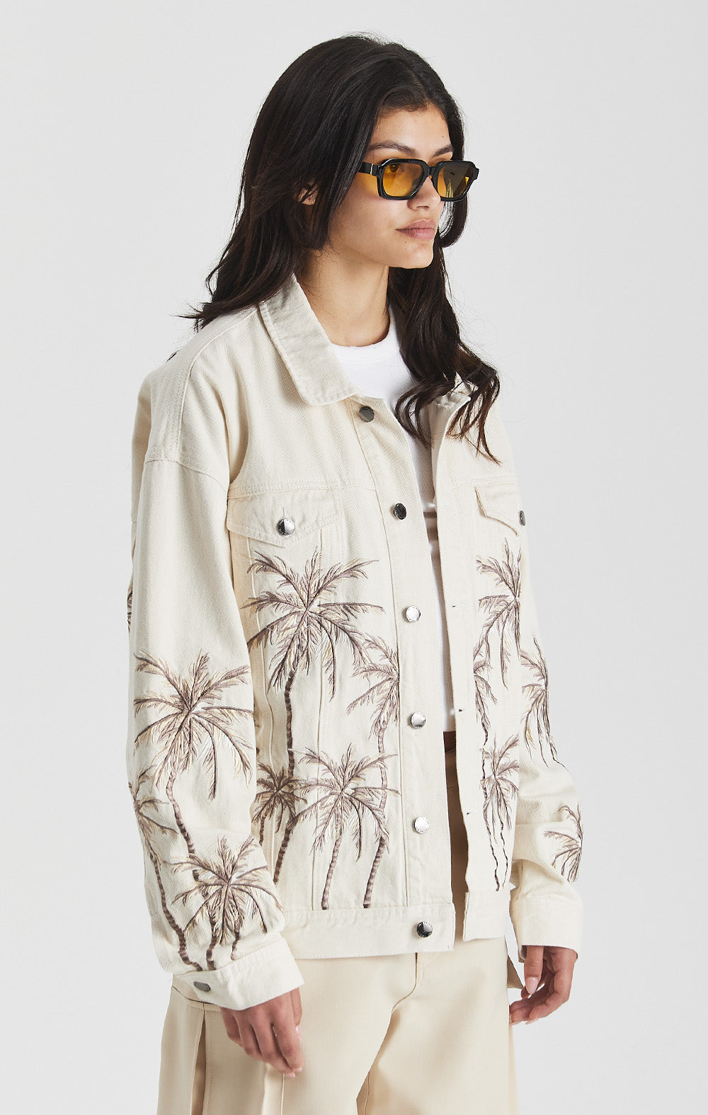 Beige Palm Denim Jacket - ONLY THE BLIND™
