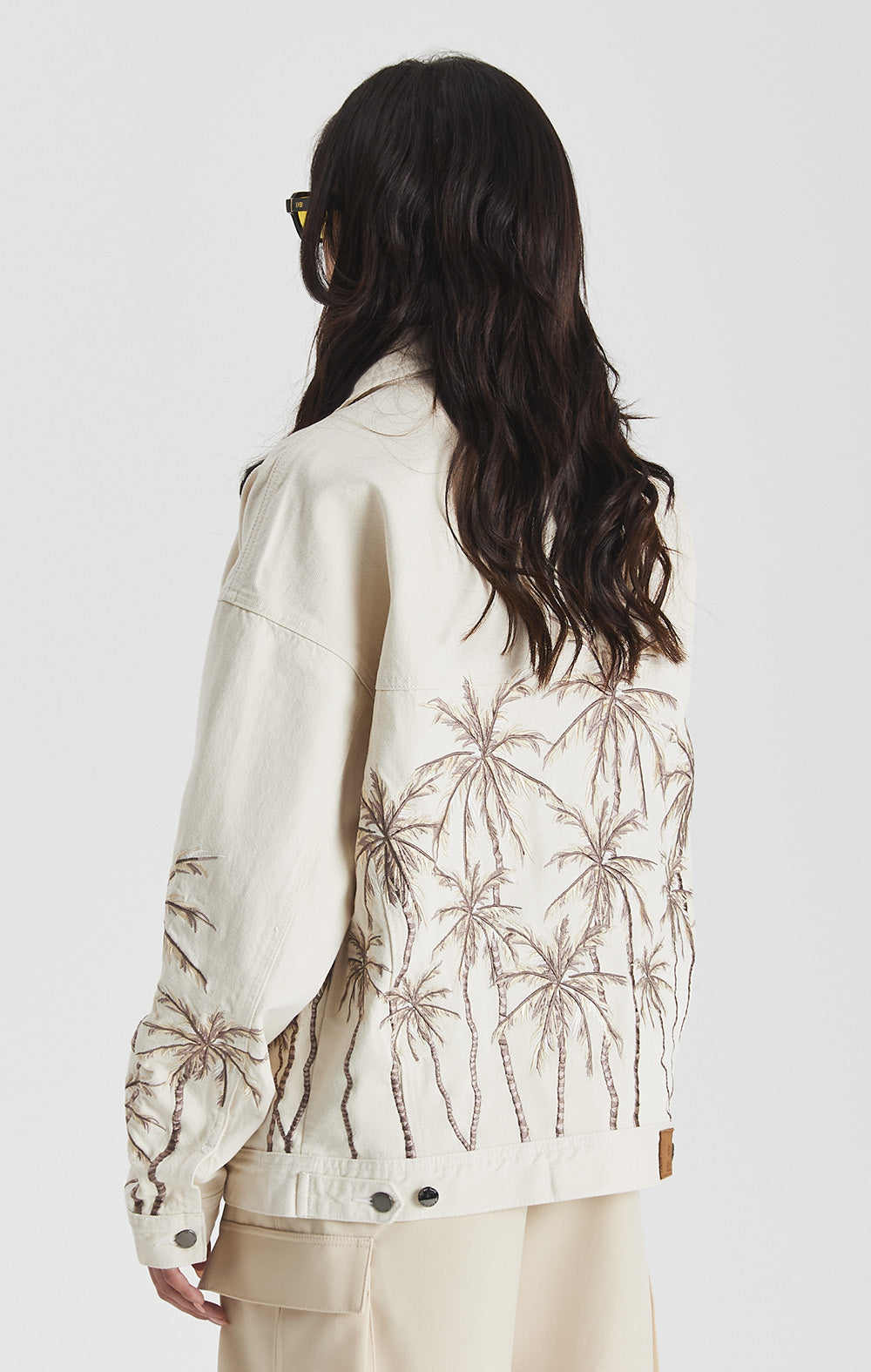 Beige Palm Denim Jacket