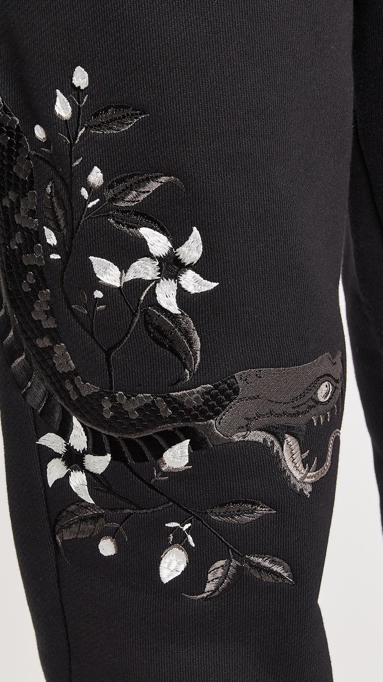 Night Python Embroidered Sweatpants