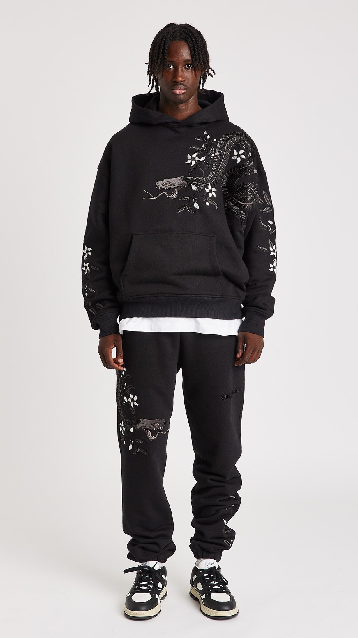 Night Python Embroidered Sweatpants