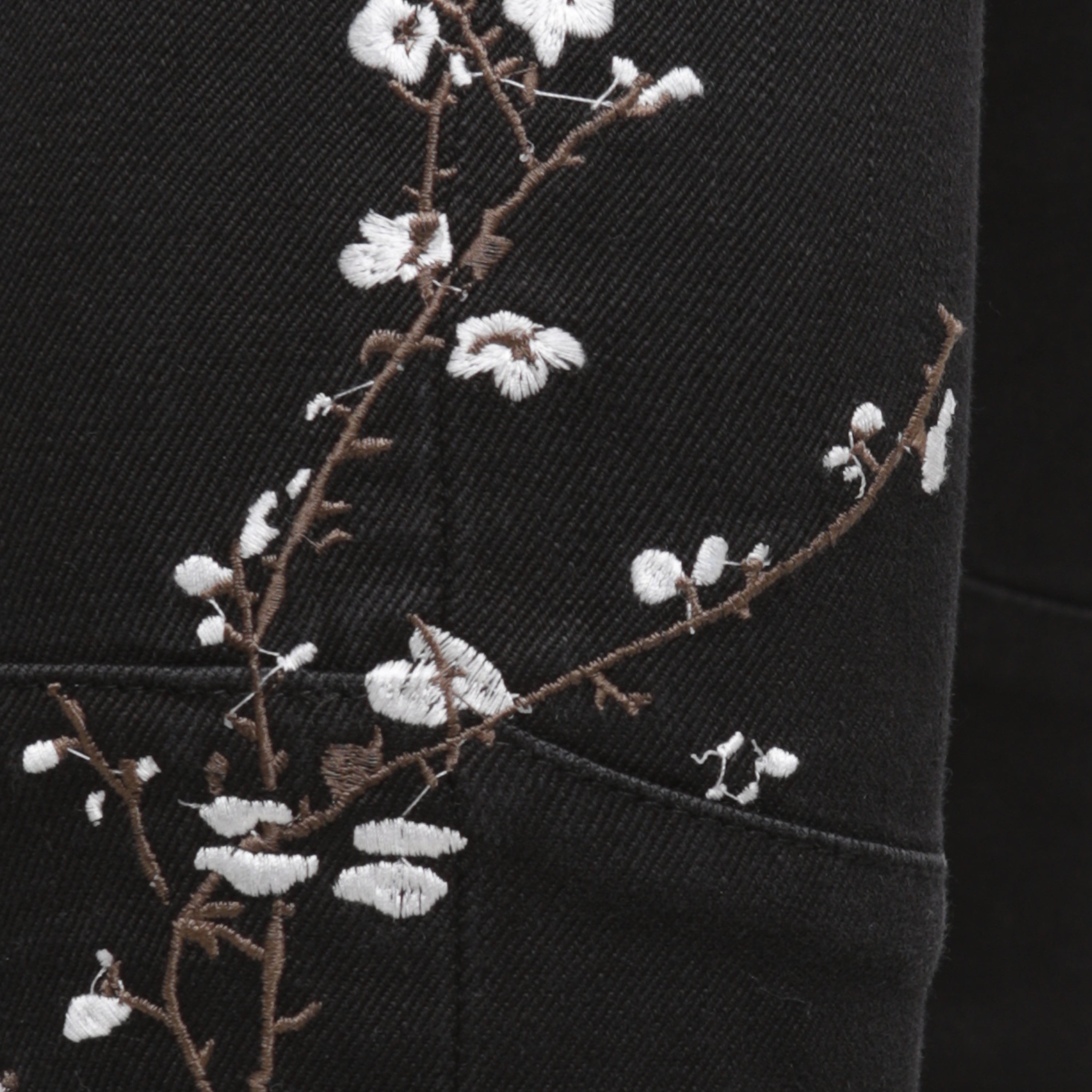 Selvedge Denim black embroidered blossom
