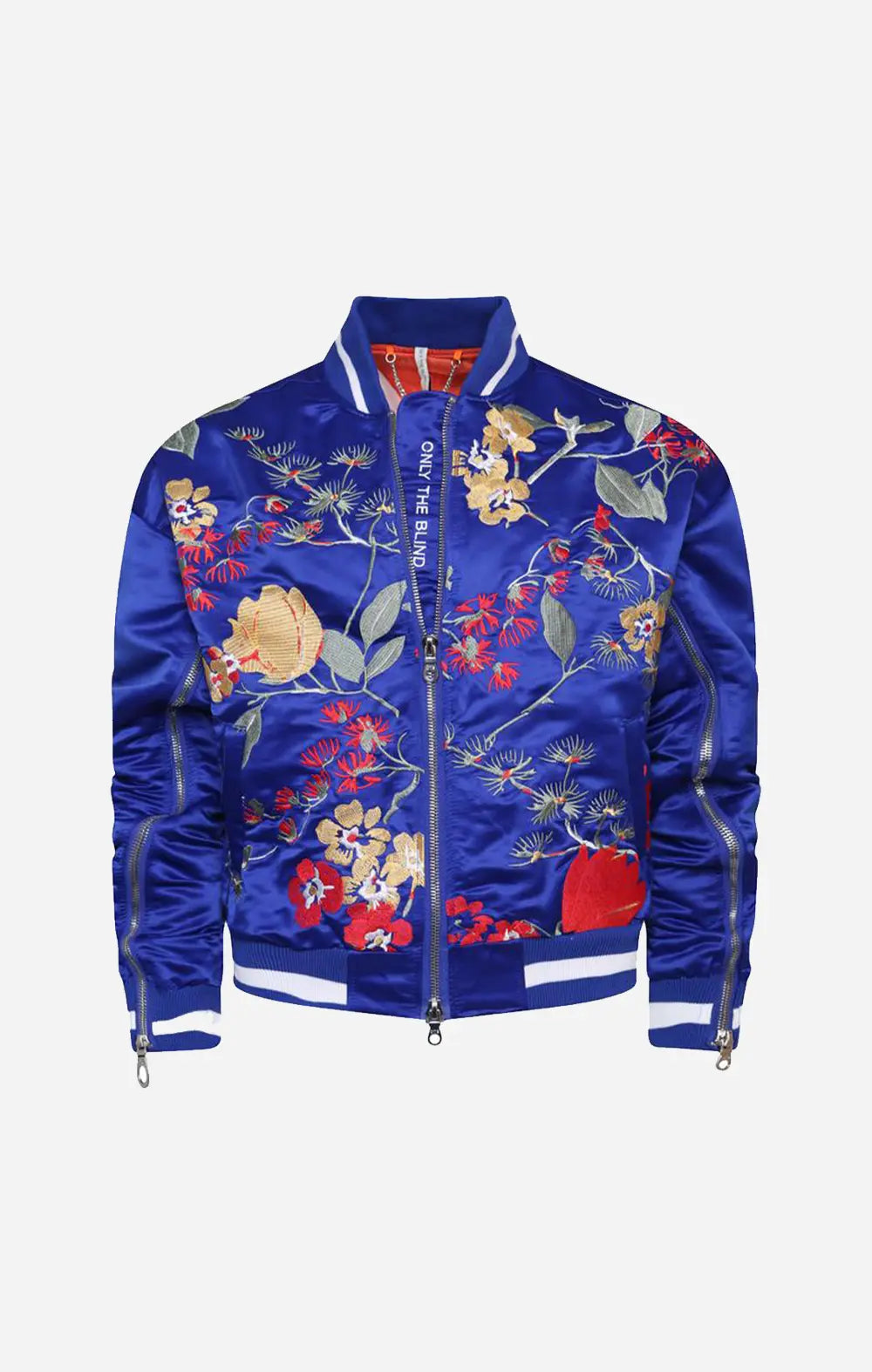 Signature Satin Mazarine Embroidered Bomber Jacket ONLY THE BLIND