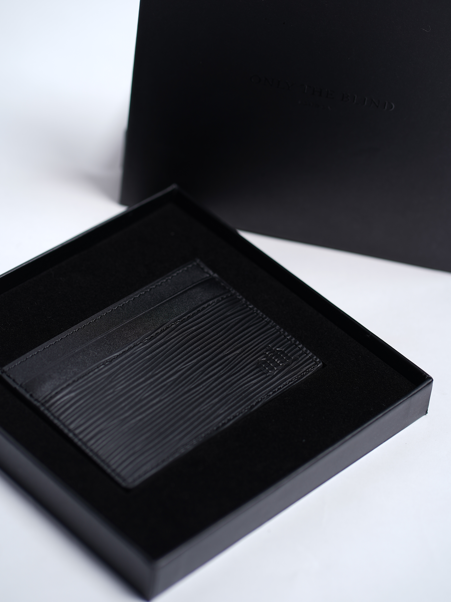 EPI Leather Debossed Card Holder - Black - ONLY THE BLIND™