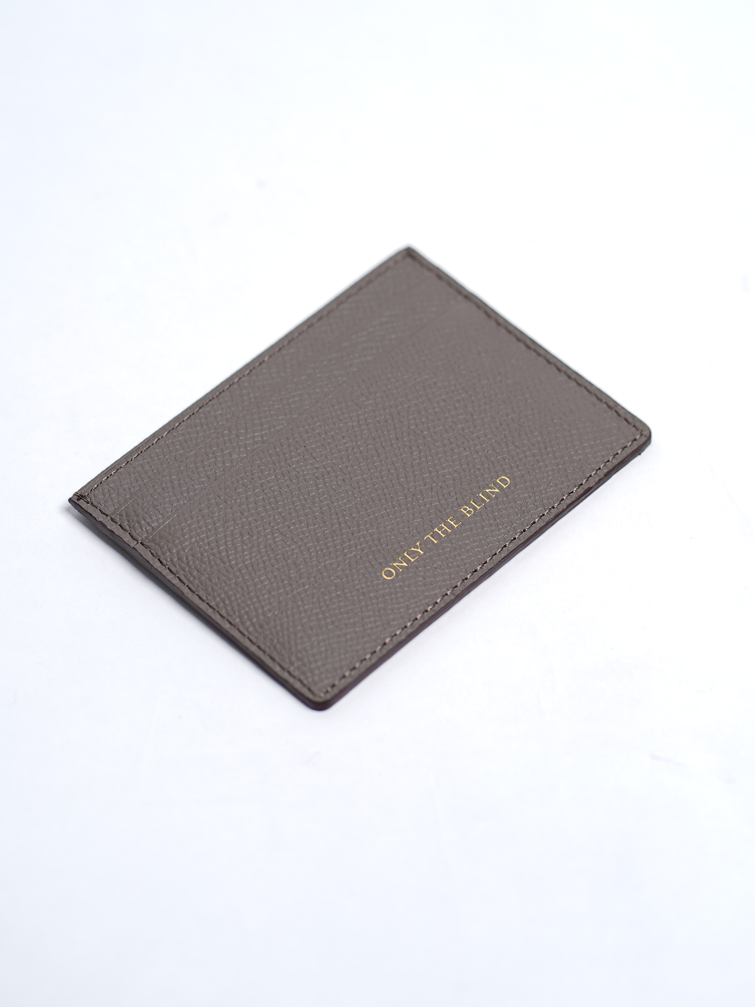 Epsom Leather Debossed Card Holder - Stone - ONLY THE BLIND™