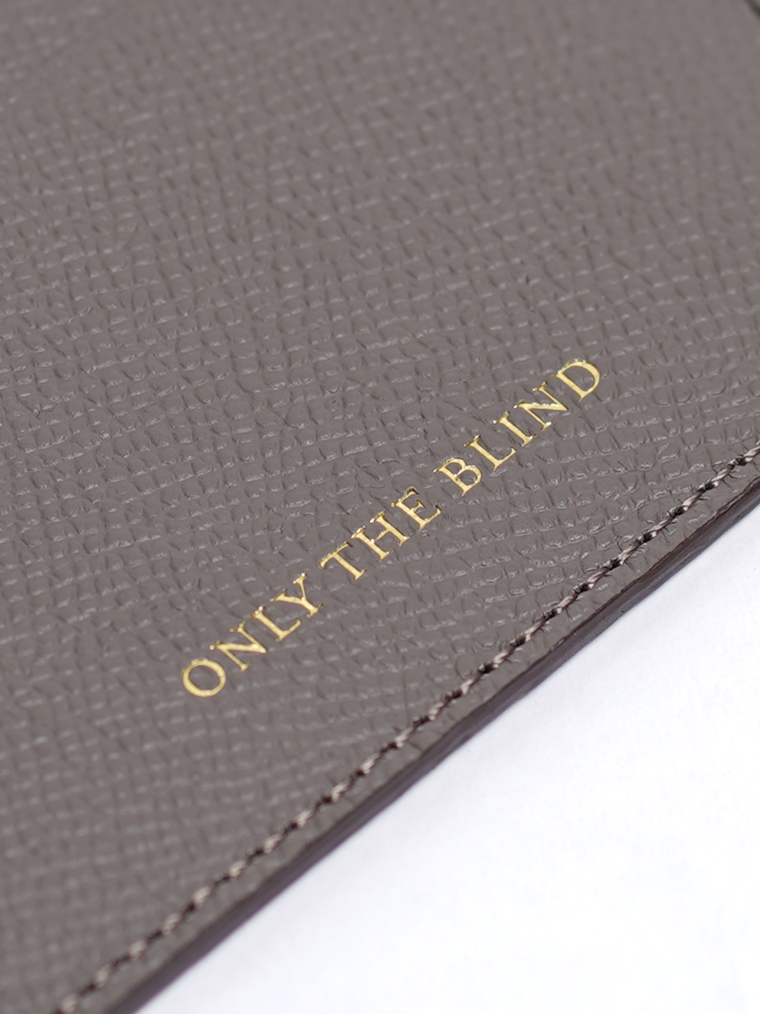 Epsom Leather Debossed Card Holder - Stone - ONLY THE BLIND™
