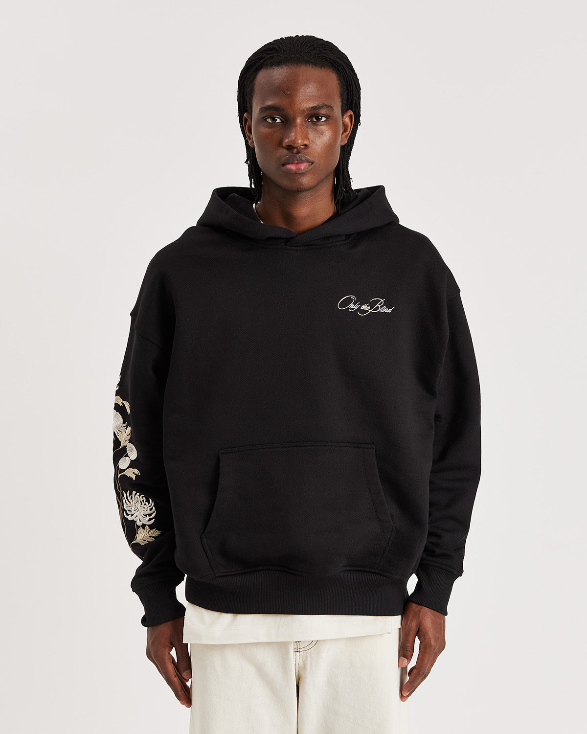 Colt Black Embroidered Floral Hoodie