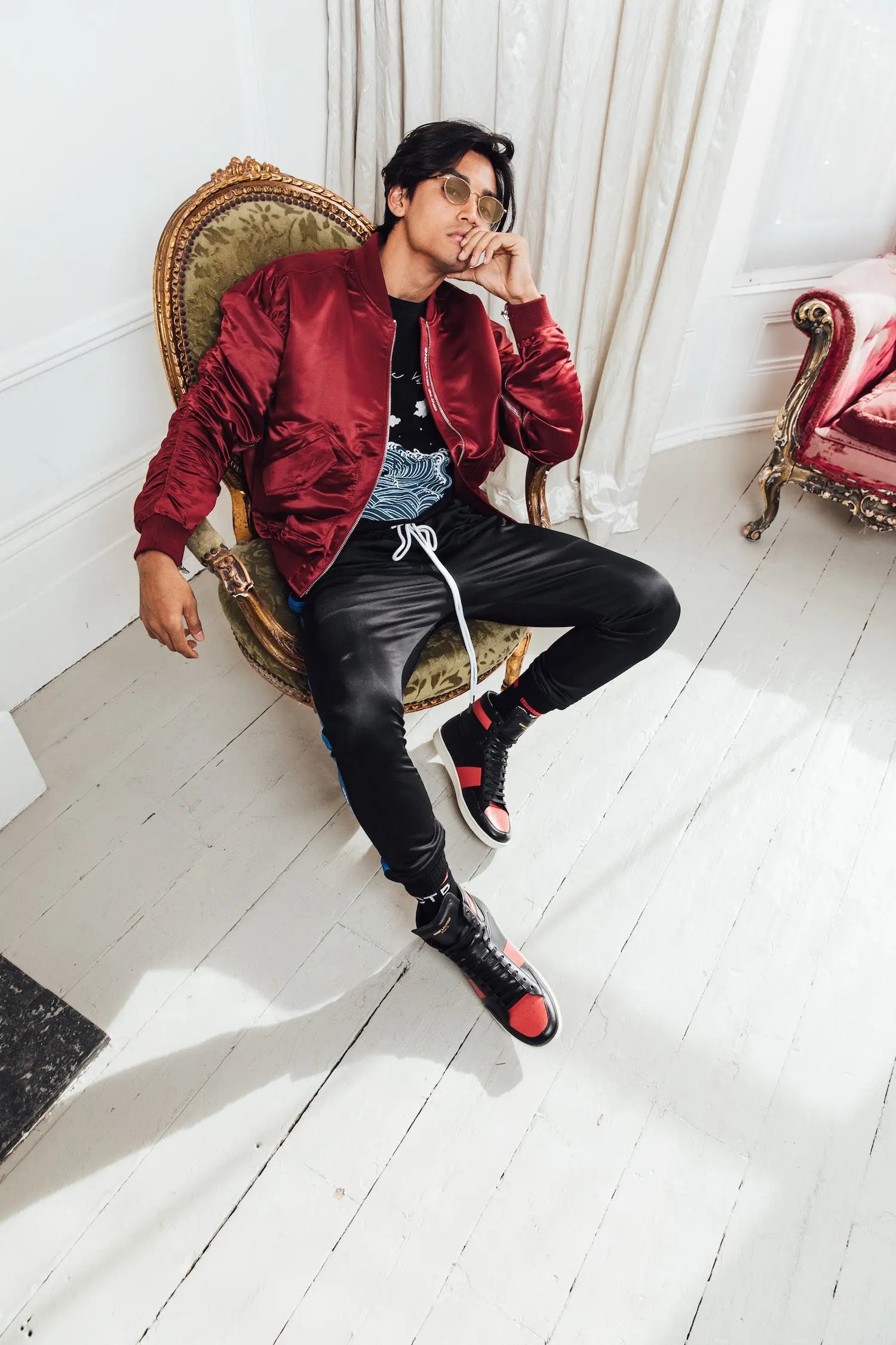 Signature satin wine bomber jacket - ONLY THE BLIND™