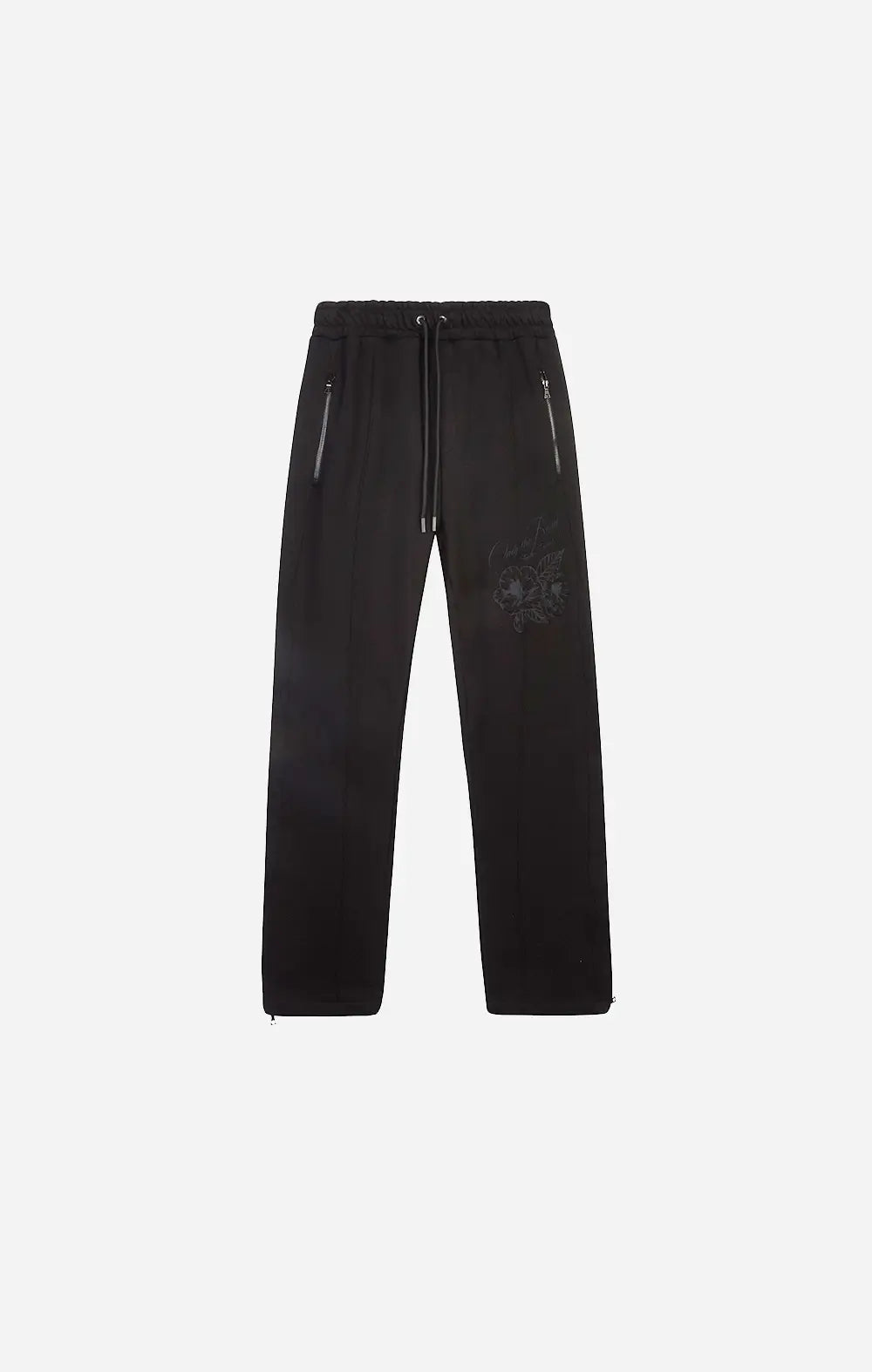 Black Floral Split Hem Sweatpants - ONLY THE BLIND™